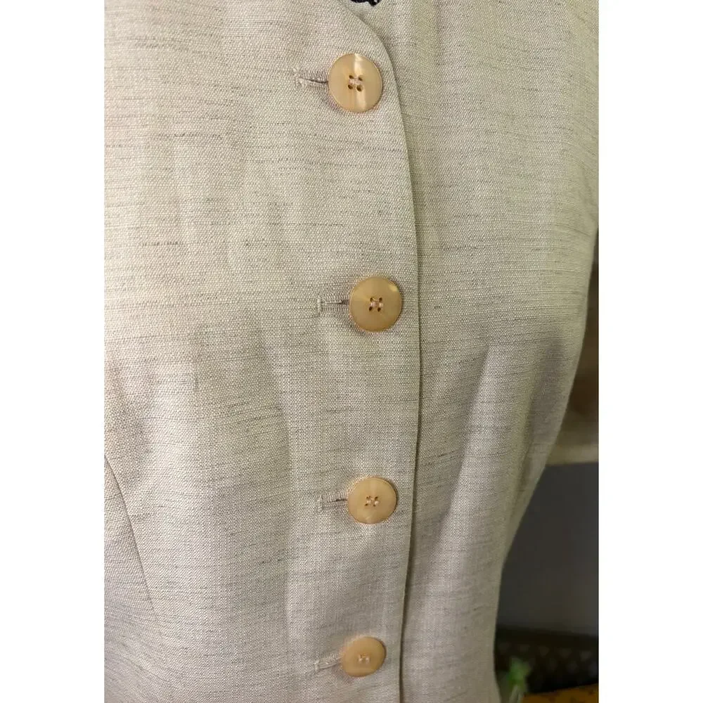 Pendleton Vintage Women's 8 Short Sleeve Blazer Jacket Cream Beige Minimalist
